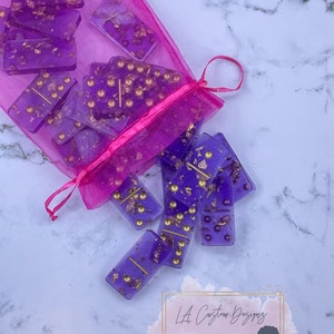 Resin Domino Set | Gold Flake Resin Dominoes | Resin Game Set | Resin Art