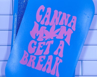 Canna Mom Get A Break Tray Set With Magnetic Lid| Bejeweled Glitter Tray Set | 5 Piece Custom Tray Set | Girly Rolling Tray Set