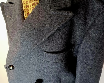 Vintage RAF Officer's Greatcoat Military Blue Grey Large Coat British