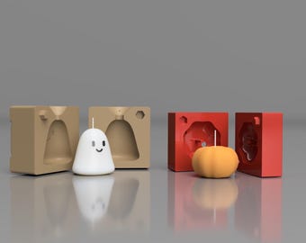 Halloween Candle & Candy Master Molds – STL Files for Silicone Casting (Ghost + Pumpkin)