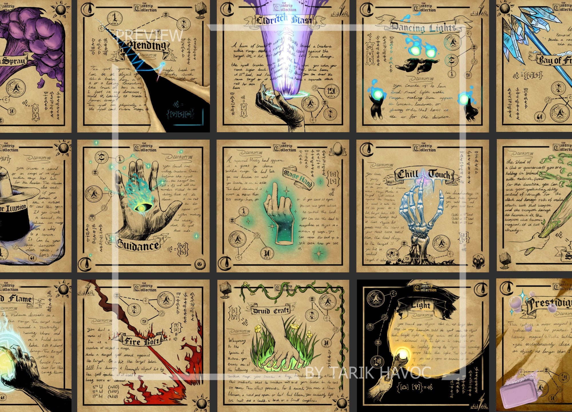 DND Spell Print Set Bundle 24 Total Etsy