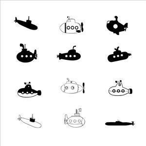 13 Submarine Outline SVG&#39;s and DXF&#39;s