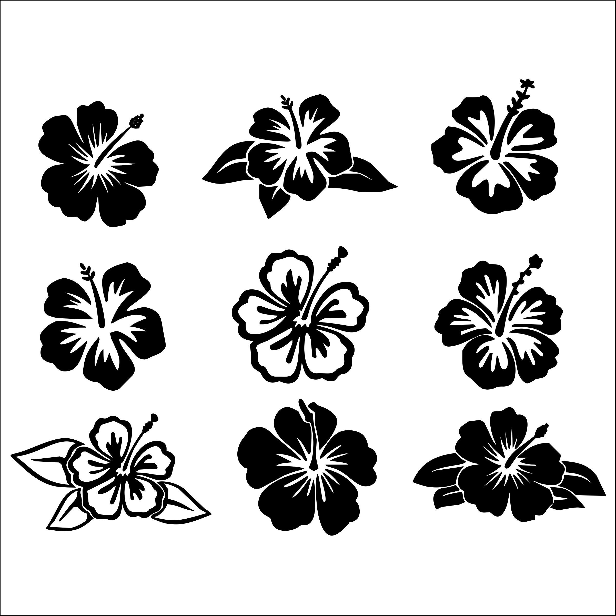 Hibiscus 9 Flower Pack SVG-DXF | Etsy