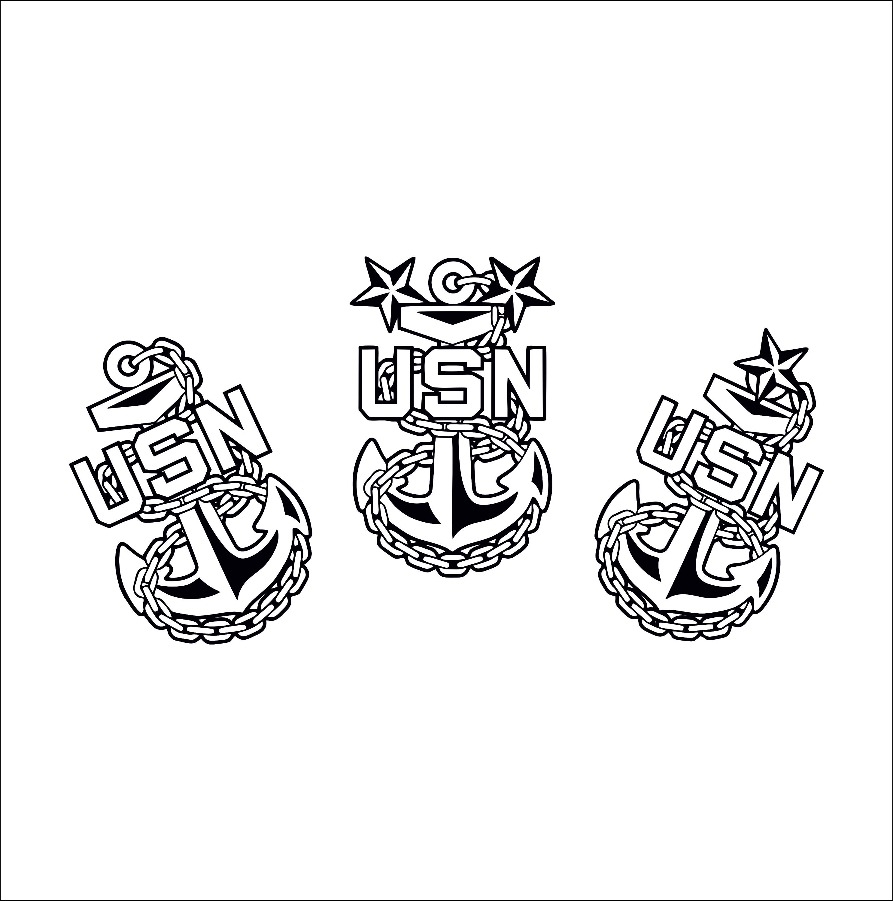 Anchor Navy Chief Master Drawing Decal Senior Usn Fouled Color