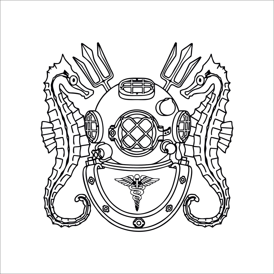 US Navy Diving Medical Technician Insignia DXF and SVG Etsy