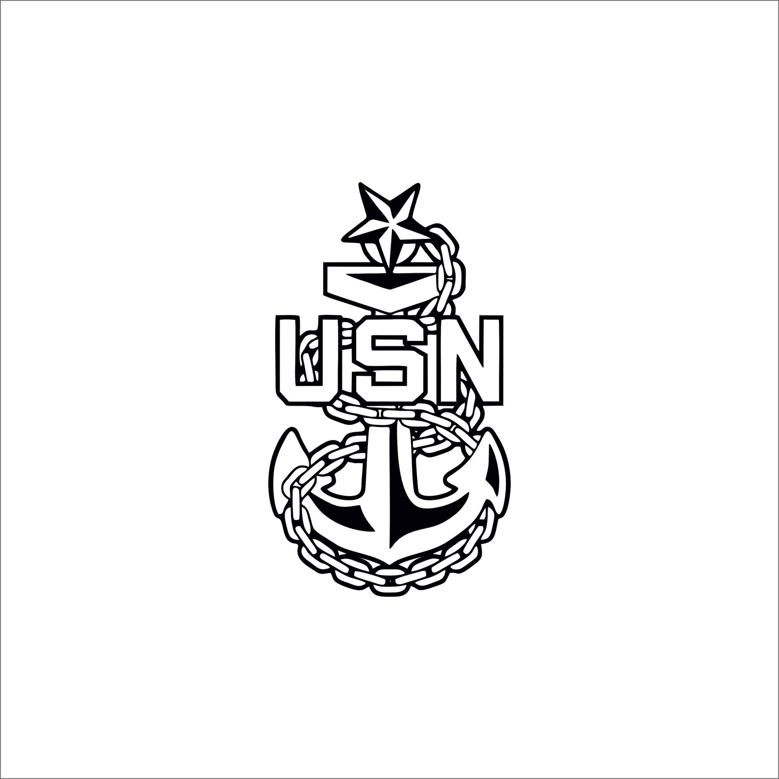 Navy Senior Chief Anchor Clip Art Sketch Coloring Page