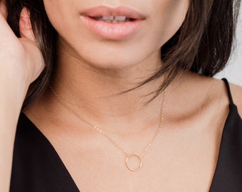 Circle Necklace • Delicate Circle Necklace • Simple Circle Necklace • Karma Necklace •  Gold, Silver, Rose Gold Necklace