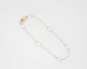 Freshwater Pearl Bracelet • Pearl Bracelet • Minimal Pearl Bracelet • Simple Pearl Bracelet •  Gold, Silver, Rose Gold Bracelet