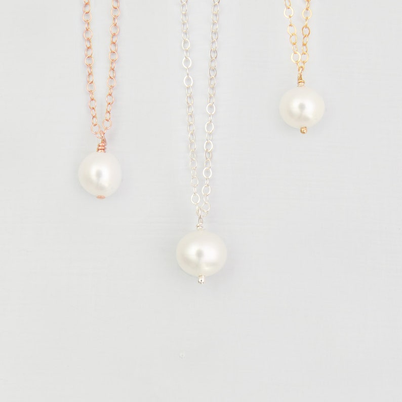 Pearl Drop Necklace Delicate Pearl Necklace Simple Pearl Etsy