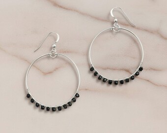 Sterling Silver Black Hoop Earrings | Handmade in Bath | Tarnish-Resistant & Gift-Ready