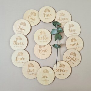 Disques jalons première année, jalons bébé, cartes jalons en bois, jalon grossesse, accessoire photo bébé, accessoires pour bébé