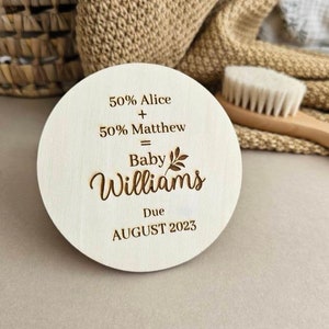 Cadeau nouveaux parents, annonce bébé, cadeau bébé personnalisé, cadeau baby shower, cadeau bébé, cadeau nouveau-né, nouveau cadeau bébé, disque en bois Baby due