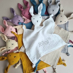 Regalo personalizado para bebé, edredón, manta, manta de algodón, muselina, regalo para recién nacido, bordado, regalo de Pascua.