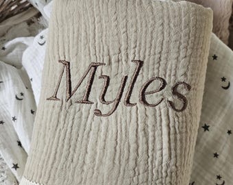 Embroidered Baby Blanket: Personalized Cotton Tassel Swaddle (120x100)