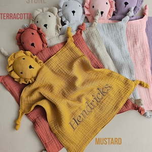 Regalo de bebé personalizado, edredón para bebé, paño para bebé, manta para bebé, manta de algodón, muselina, regalo para bebé, regalo para bebé recién nacido, bordado, león