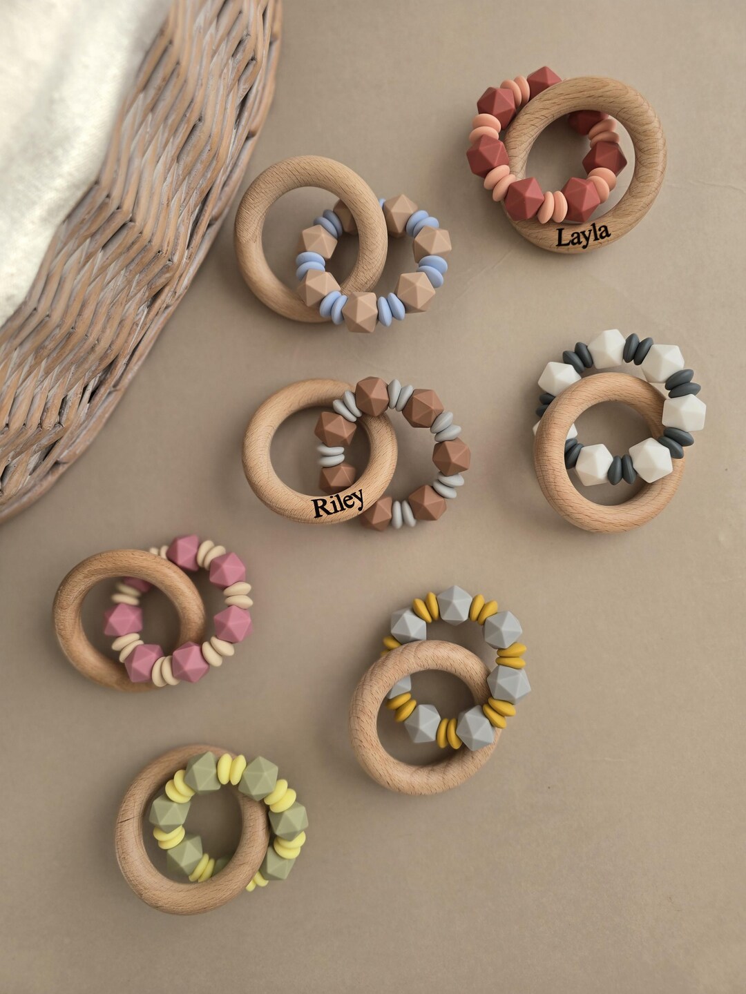 Personalized Baby Rattle: Natural Wood Teething Toy - Etsy UK