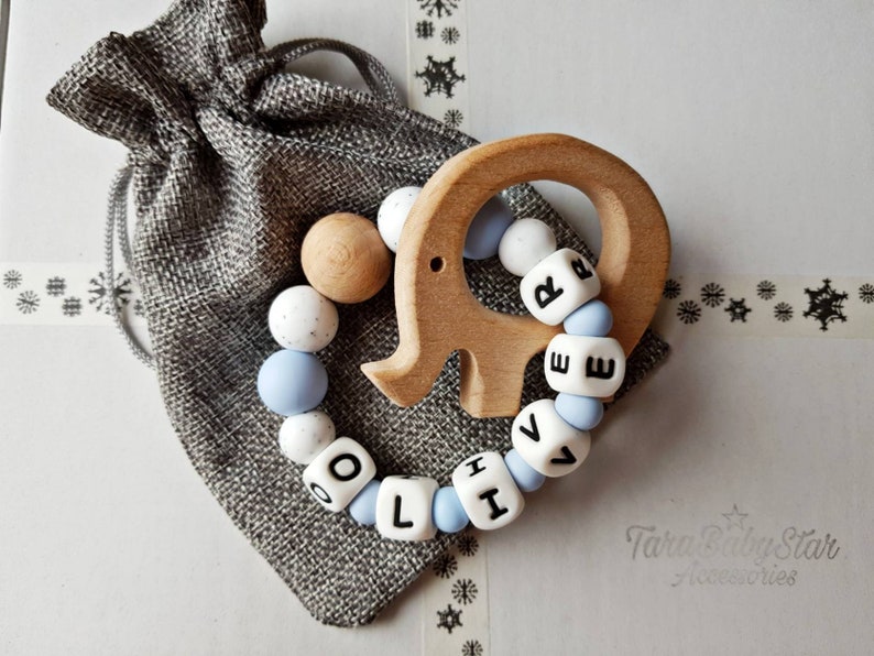 Personalized Teething Ring And Rattle