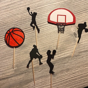 Conjunto de 12 toppers para cupcakes de festa de fim de temporada de times de basquete masculino ou feminino