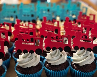 Set of 12 Choo-choo Train Birthday Party Cupcake Toppers