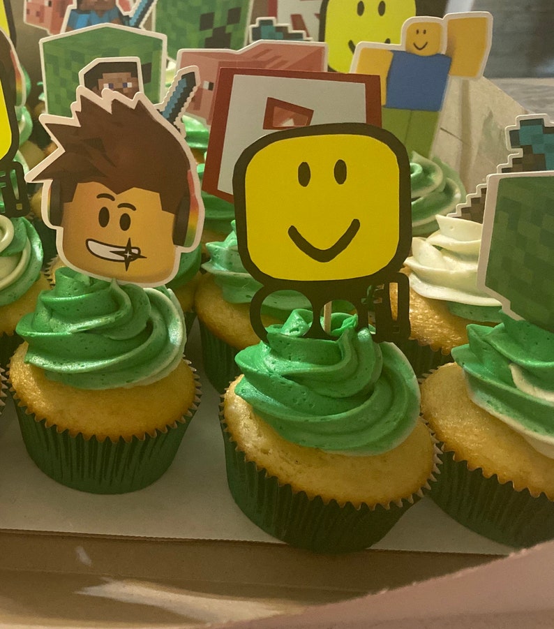 Set of 12 Roblox Cupcake Toppers Birthday Party Etsy
