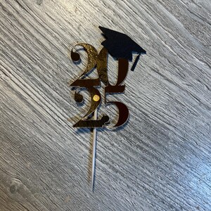 Set of 12 Class of 2025 Graduation Grad Cap Hat Cupcake Toppers