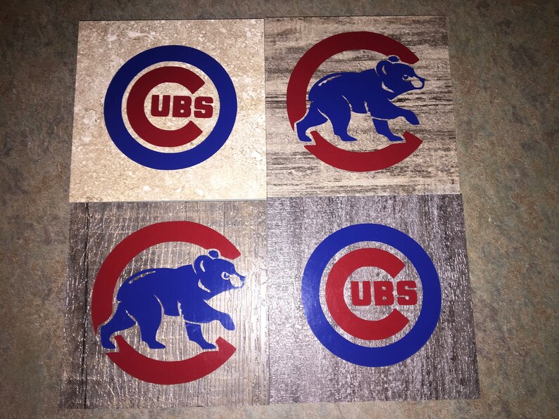 Chicago Sports Team Wooden Vinyl Coasters Blackhawks Bears Etsy