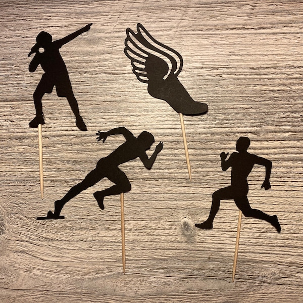 Track & Field Running Cross Country Shot Put Cupcake Toppers Set of 12 Can Customize or Centerpieces