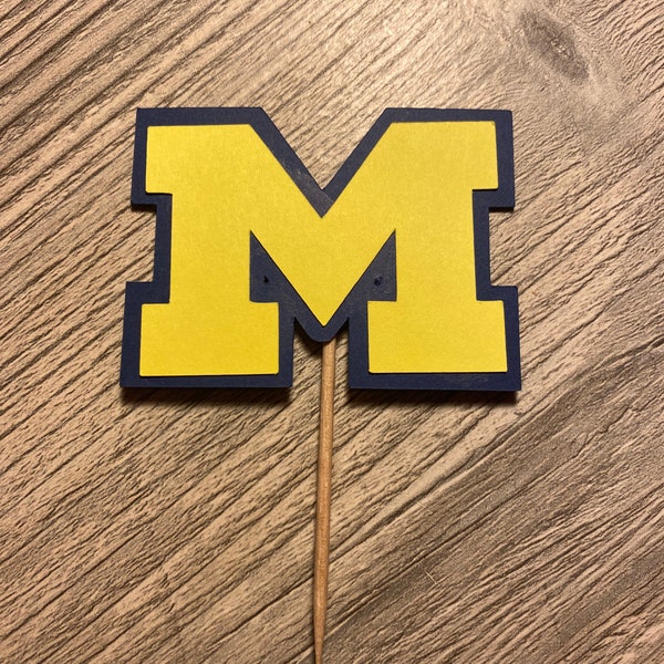 1 Dozen University of Michigan, Central Michigan Michigan State or Western Michigan Logo College Cupcake Toppers Graduation or Centerpieces