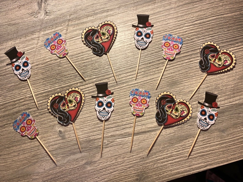 12 Sugar Skull Dia De Los Muertos Day of the Dead Halloween Wedding ...