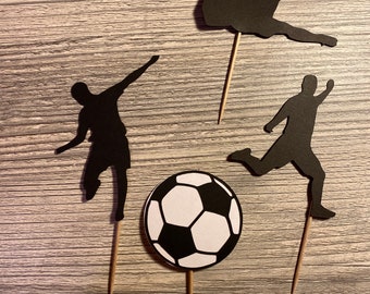 Set of 12 Girls or Boys Soccer Ball Cupcake Toppers or Centerpieces