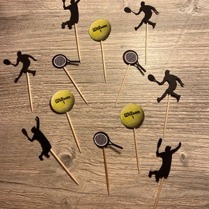 Set of 12 Male or Female Tennis Ball Match Player Cupcake Toppers Centerpieces