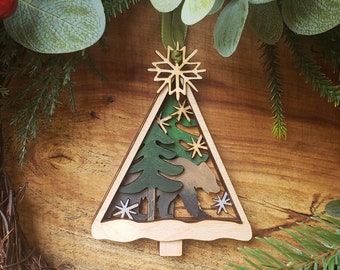 Bear full color hand-painted Ornament-*FREE PERSONALIZATION*