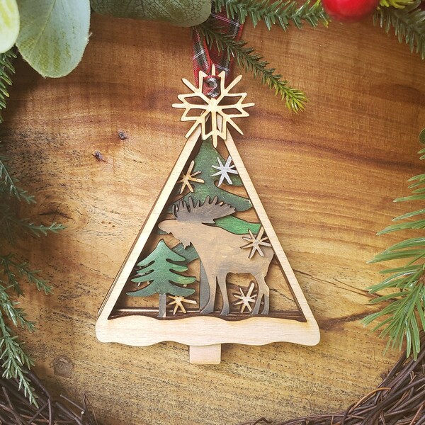 Moose Full color, Hand-painted Ornament-*FREE PERSONALIZATION*