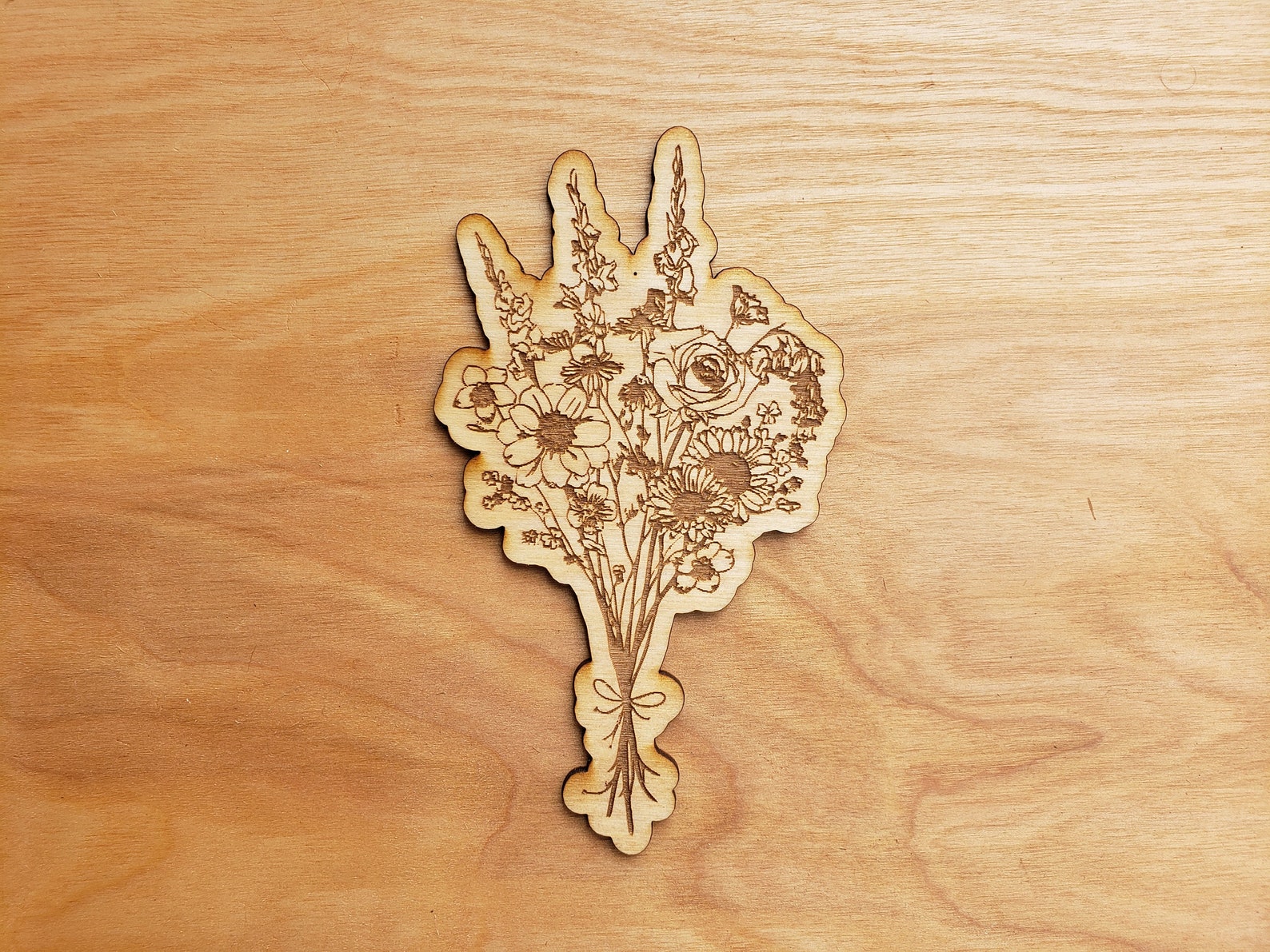 Wildflower Forever Bouquet 2 Laser Engraved Wood FREE Etsy