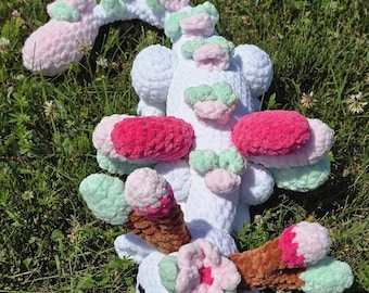 Dragón de peluche de primavera, animales de peluche de ganchillo, dragón de regalo hecho a mano, dragón cornudo amigurumi