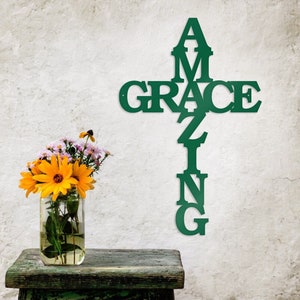 Amazing Grace Cross - Metal Sign - Monogram Metal Shop