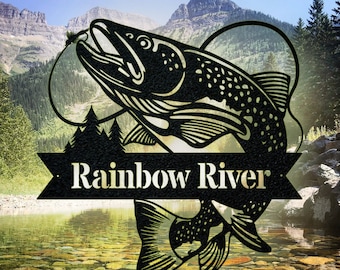 Trout Fishing Metal Sign For Outdoor or Indoor Decor, Cabin, Man Cave, Hunt and Fish, Angler Gift Idea