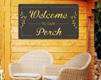 Welcome to Our 'Customizable' Porch Sign - Rectangle Monogram Metal Sign