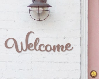 Welcome metal sign, Wall decor, Front door sign, Metal sign, Cursive metal art, Welcome metal sign, Gifts for her, House warming gifts, sign