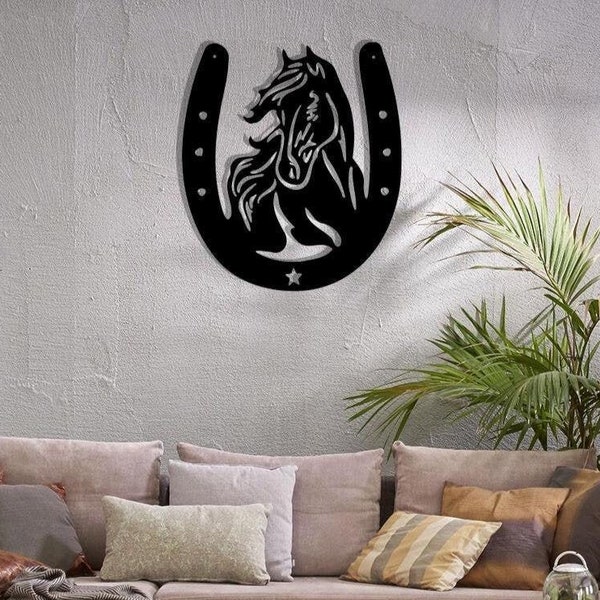 Horse Head Horseshoe - Metal Sign - Monogram Metal Shop