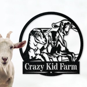 Custom Goats on a Fence – Metal Goats Sign