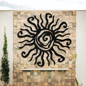 Wacky Sun - Unique Metal Sun - Garden Wall - Outdoor Decor - Whimsical Spiral Sun - Patio Decor - Metal Art - Hippie Fun