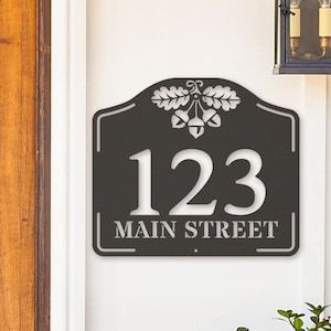 Acorn Custom Address Sign - Custom Sign - Outdoor Metal Sign - House Numbers - Address Sign, Modern Address Sign, Free shipping, Metal Decor