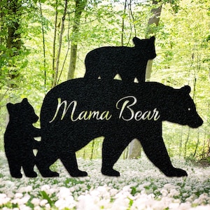 Mama Bear and Cubs - Great Outdoor Metal Sign