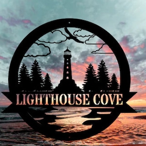 Personalized Lighthouse Metal  Sign Outdoor | Weatherproof Sign | Farm Sign | Custom Metal Sign