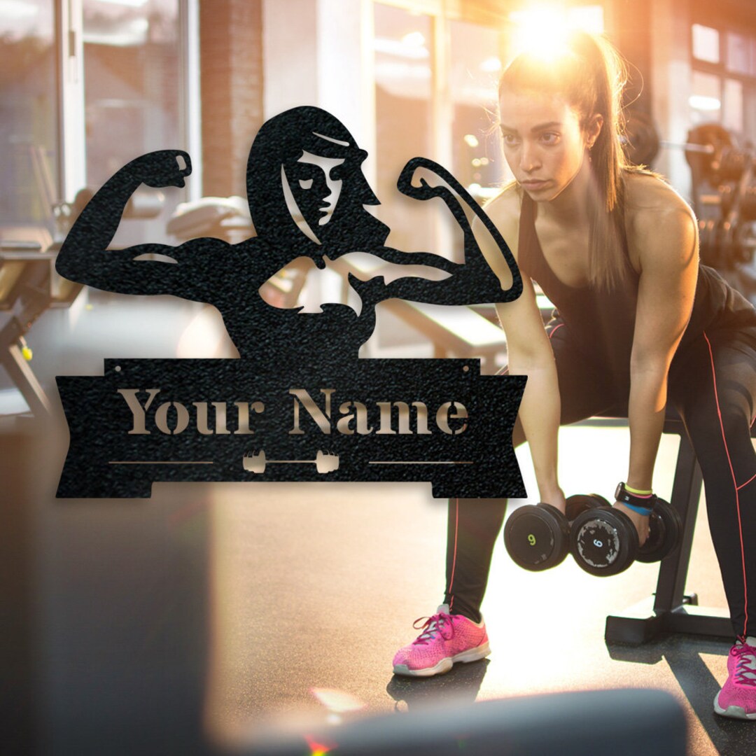 Gym Lady Fitness Monogram, Personalized Home Gym Sign, Custom Metal ...