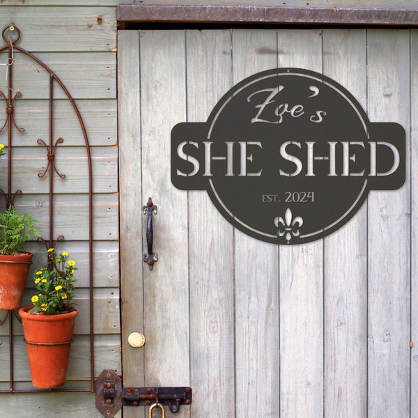 Round She Shed Personalized Metal Sign, Gardening Shed, Gift for Gardener, Women's Get Away, Gift for Her, Outdoor Decor, Custom Steel Sign