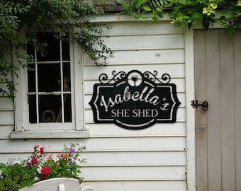 She Shed Personalized Metal Sign, Gardening Shed, Gift for Gardener, Women's Get Away, Gift for Her, Outdoor Decor, Custom Steel Sign