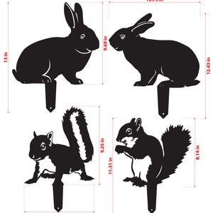 Rabbit and Squirrel Metal Yard Stakes - Whimsical Garden Art (Set of 4) immagine 3