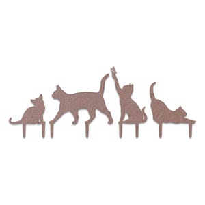 Laser-cut Metal Silhouette Cat Decor Yard Stakes or Fence Signs, Set of 4 afbeelding 7